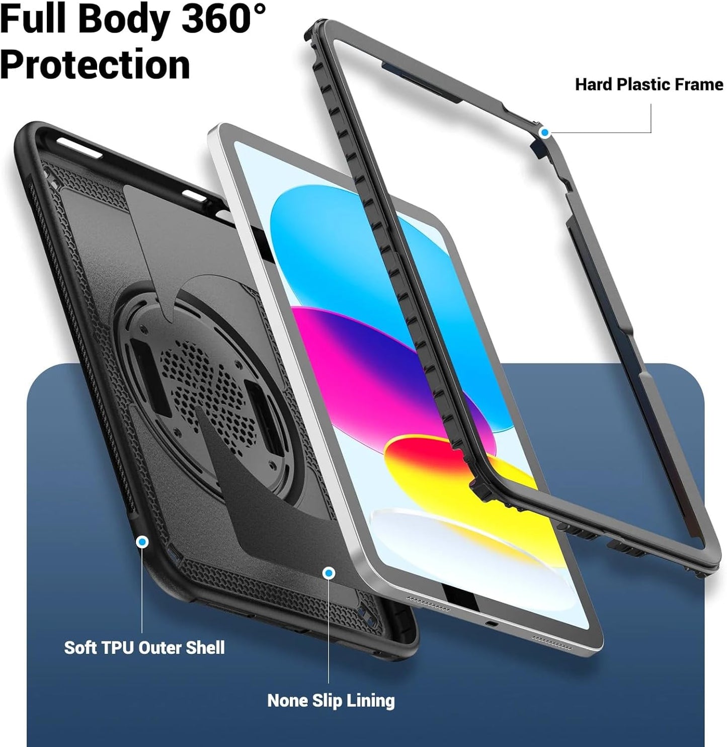 Case for iPad 10th/10.9 Inch 2025 A16 Kickstand Tablet Case Rugged Shockproof Hard Cover Compatible with iPad 11th Generation