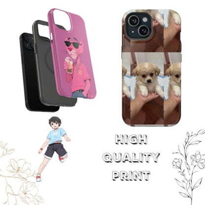 LOVEBUGS ESSENTIAL Customize Phone Case fit for iPhone,Customize Photo Case, Custom Pet Gift, Perfect Custom Made Gift, Personalized Phone case for Family Friend Birthday Orange/Black