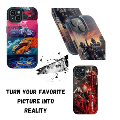 LOVEBUGS ESSENTIAL Customize Phone Case fit for iPhone,Customize Photo Case, Custom Pet Gift, Perfect Custom Made Gift, Personalized Phone case for Family Friend Birthday Orange/Black